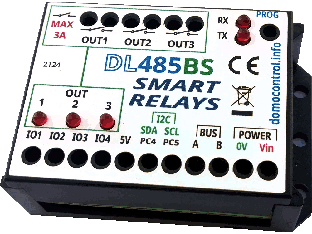 DL485BS - Smart Relè a 3 uscite indipendenti configurabili: Passo passo - Timer - Lampeggiante