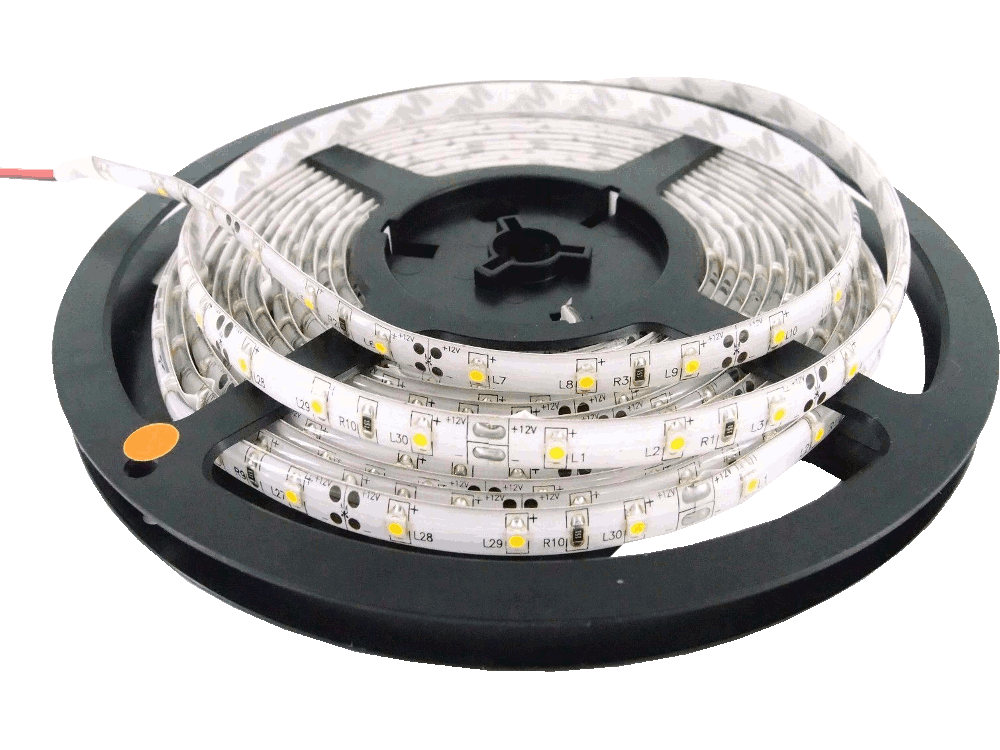 Striscia LED 4000K - 3528 - 24V 4.3W/m - IP65 - 60LED/m - 7 Lumen/LED - Adesivo 3M - Waterproof - Bianco Naturale