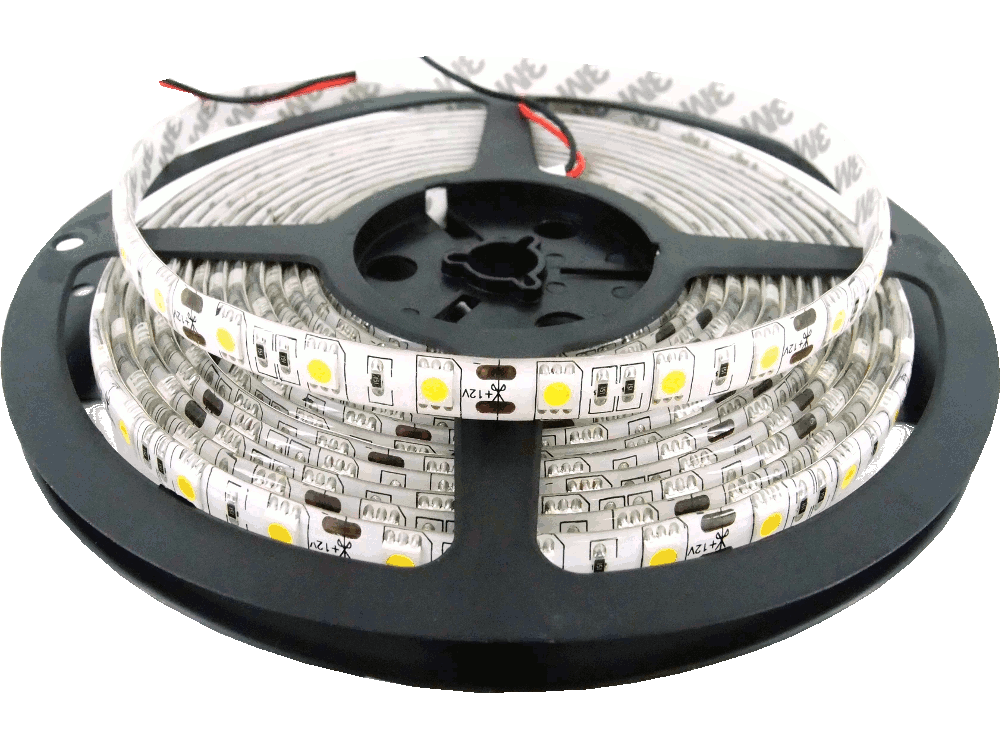 Striscia LED RGB - 5050 - 24V 4.8W/colore/metro - IP65 - 60LED/m - 18 Lumen/LED - Adesivo 3M Waterproof