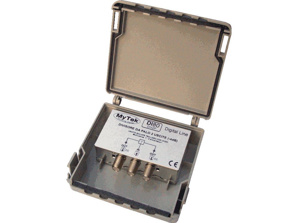 Mast mount 2 out splitter (-4dB) - supply on all outputs by diode
