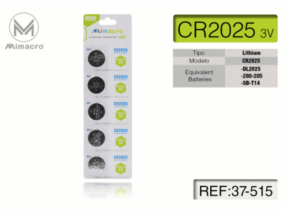 Blister batterie LITIO CR2025 3V 5Pz/blister