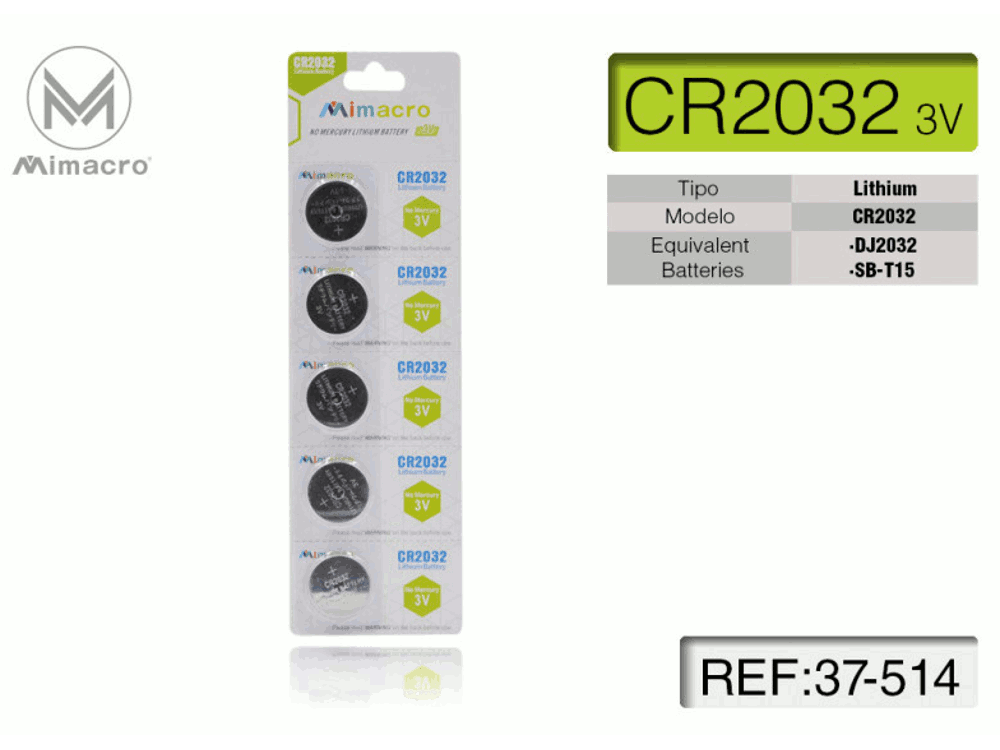 Blister batterie LITIO CR2032 3V 5Pz/blister