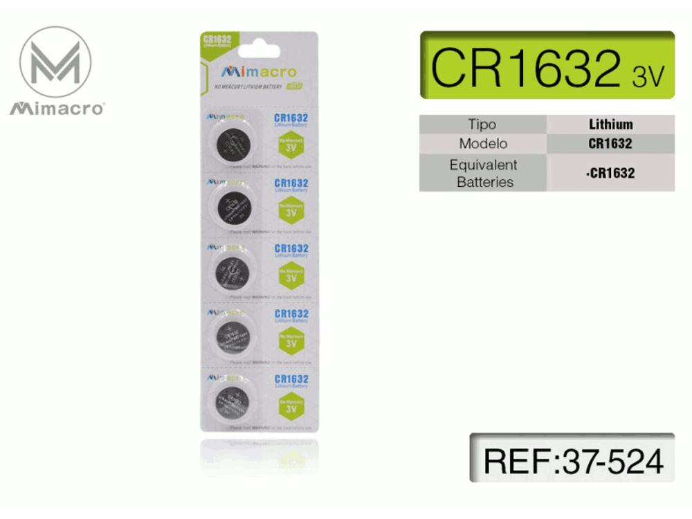 Blister batterie LITIO CR1632 3V 5Pz/blister