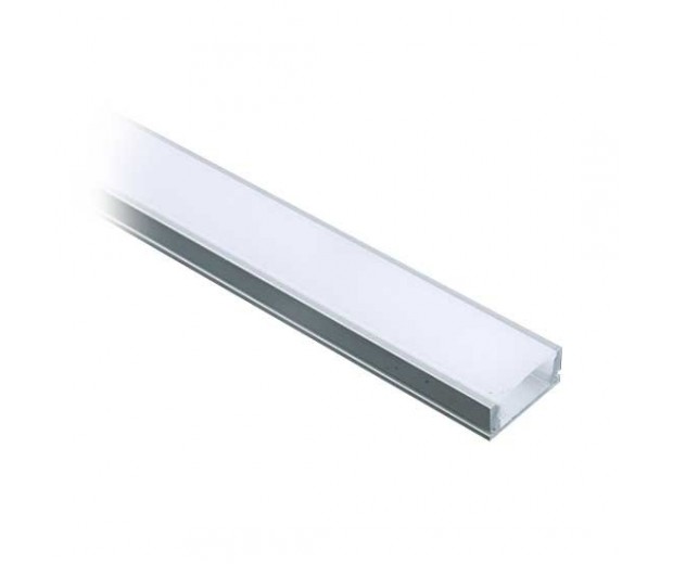 Profilo in Alluminio per Strip LED (Max l: 12,4mm) Colore Bianco 2000 x 17,4 x 7mm