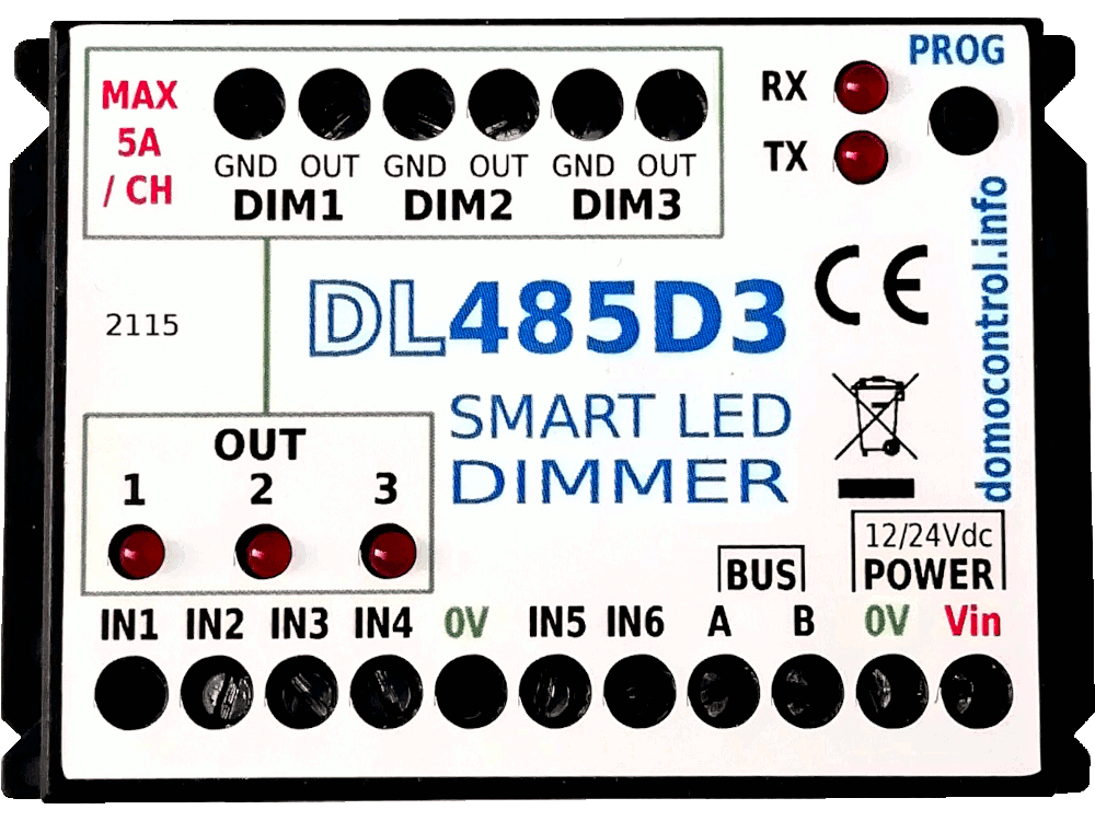 DL485D3 - Smart Dimmer LED a 3 canali + master + tempo massimo ON + Controllo da Domoticz