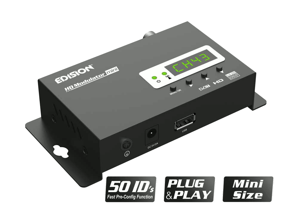 Modulatore mini stereo digitale Full HD COFDM 170-230/470-862MHz, ingresso HDMI, Uscita RF