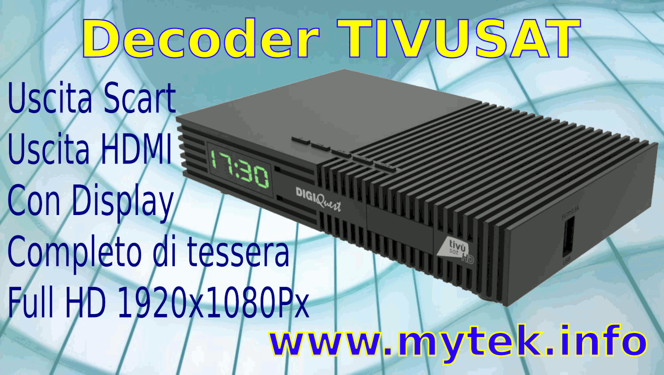 Decoder satellitare certificato TIVUSAT HD 1920x1080px - Completo di tessera