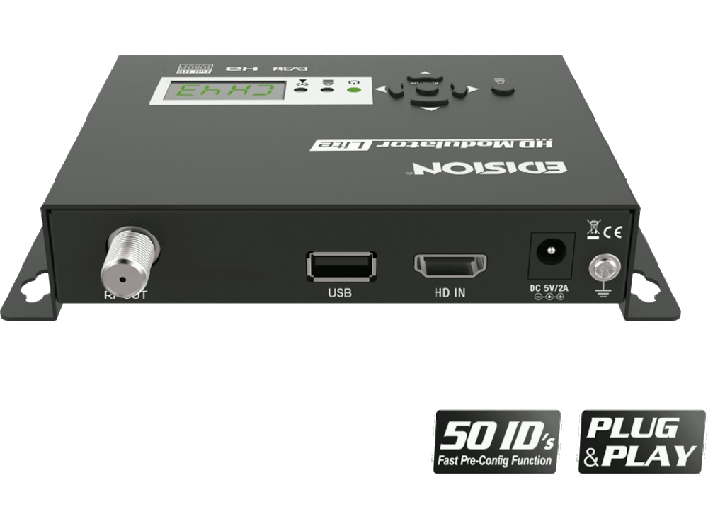 Modulatore mini stereo digitale Full HD COFDM 170-230/470-862MHz, ingresso HDMI, Uscita RF (copia)