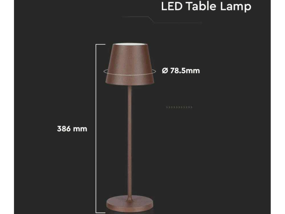 Led 2W Table Lamp(4400Ma Battery) 3000K Ip54 Corten Body